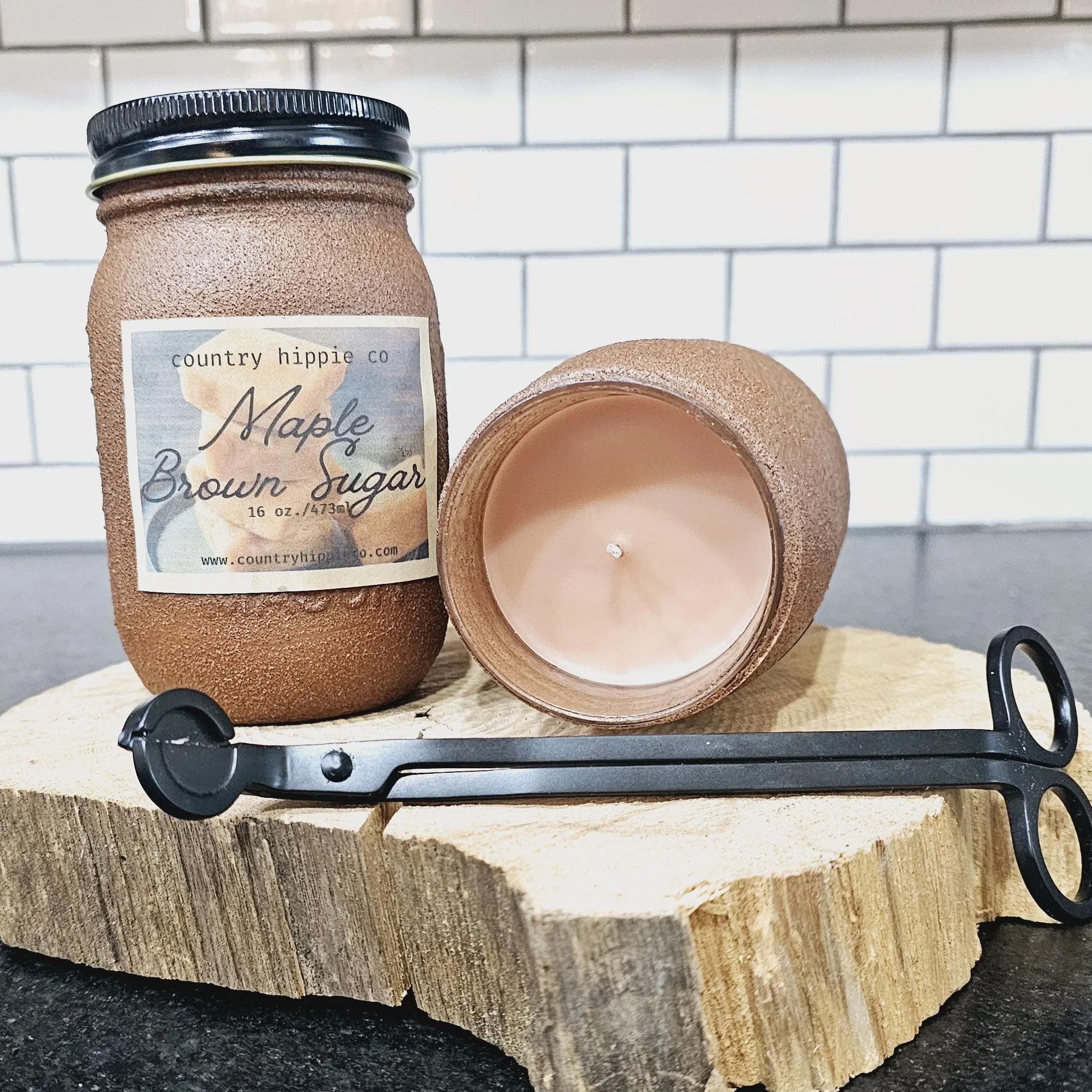 16 oz. Maple Brown Sugar Rustic Farmhouse Mason Jar Candle