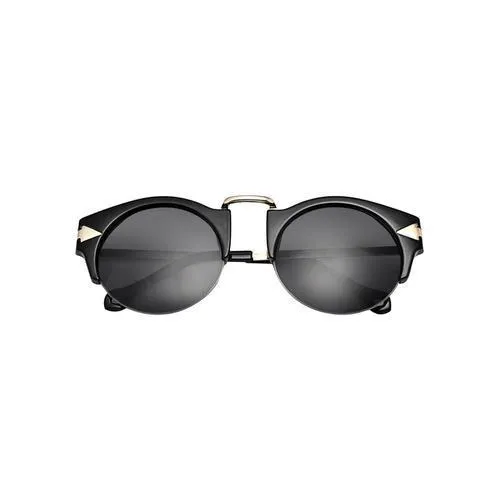 Black Half Frame Sunglasses with Metal Panel