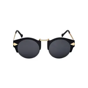 Black Half Frame Sunglasses with Metal Panel