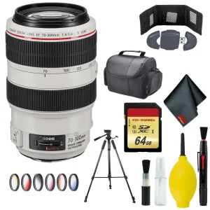 Canon EF 70-300mm f/4-5.6L IS USM Lens - Memory Card Wallet & Reader - 64GB - CASE - 72" Tripod - Vivitar 67mm Color Filter Set