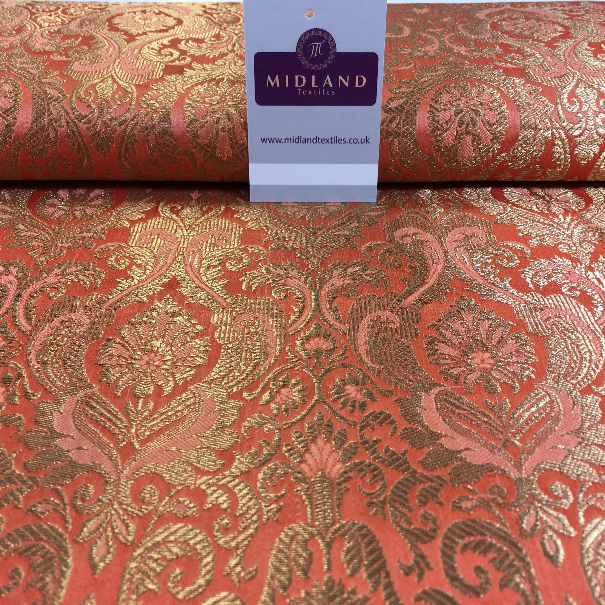 Indian Floral Ornamental Faux Silk Banarsi Brocade fabric 44" Wide M649