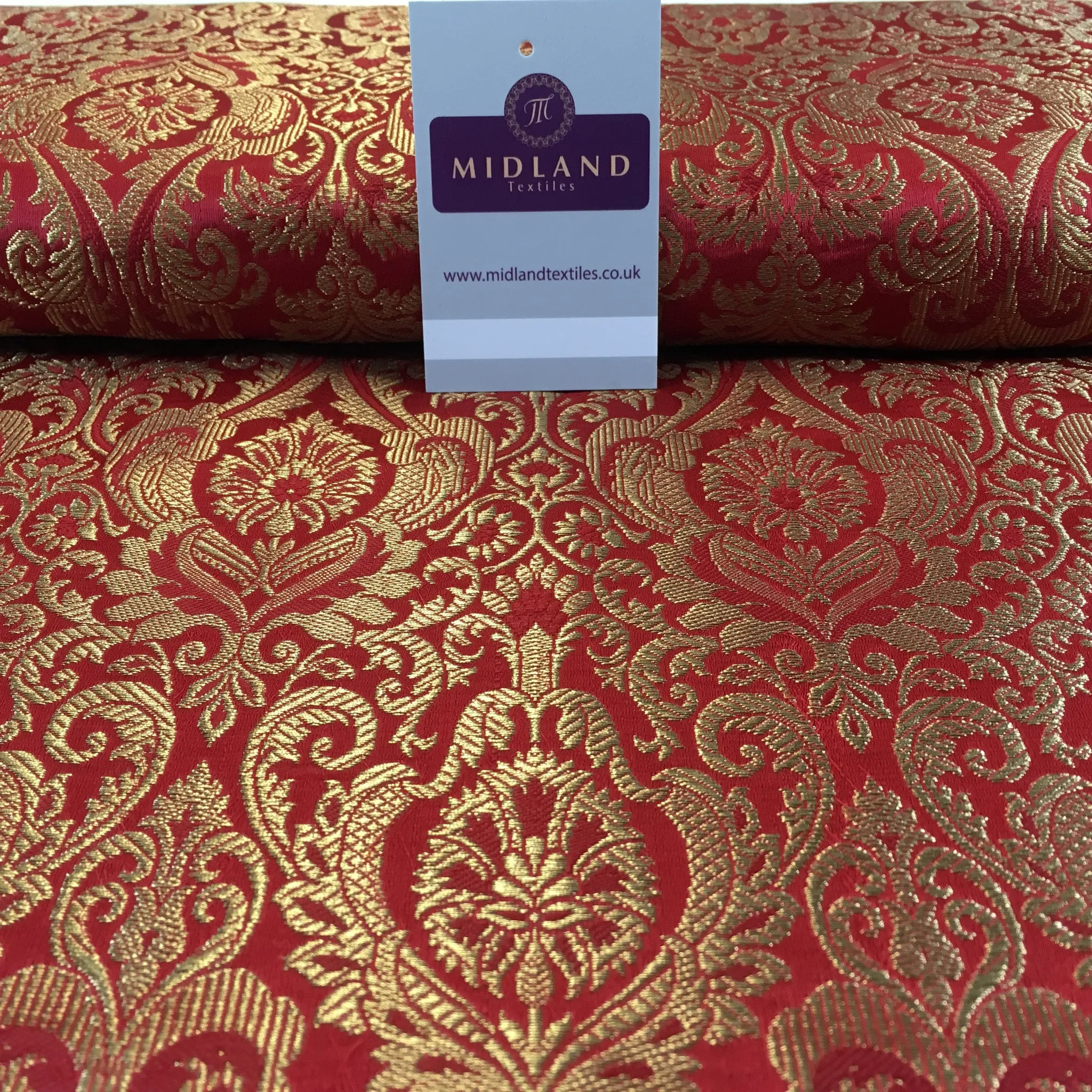 Indian Floral Ornamental Faux Silk Banarsi Brocade fabric 44" Wide M649