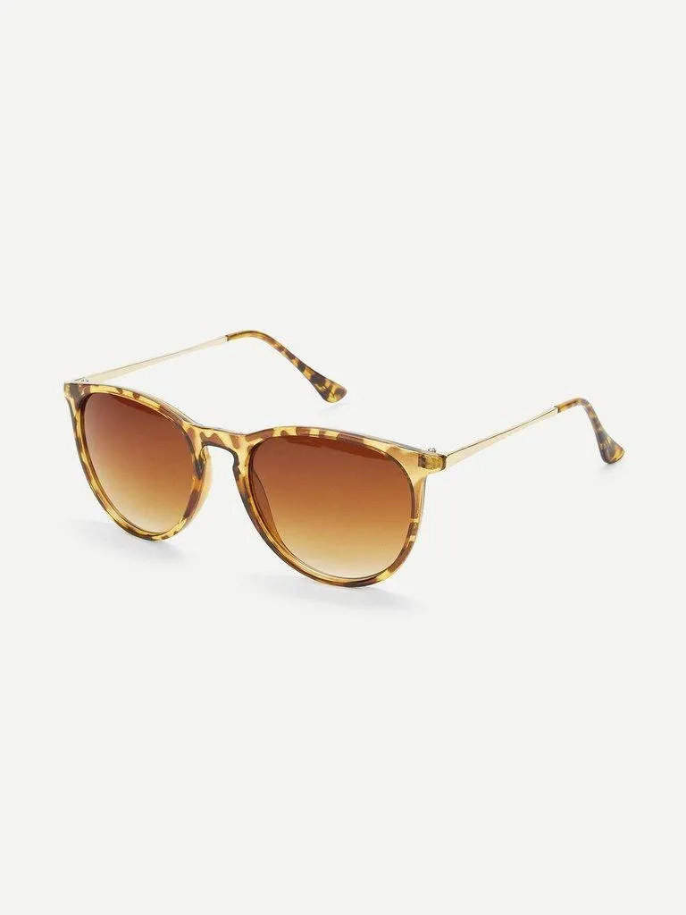 Leopard Frame Flat Lens Sunglasses