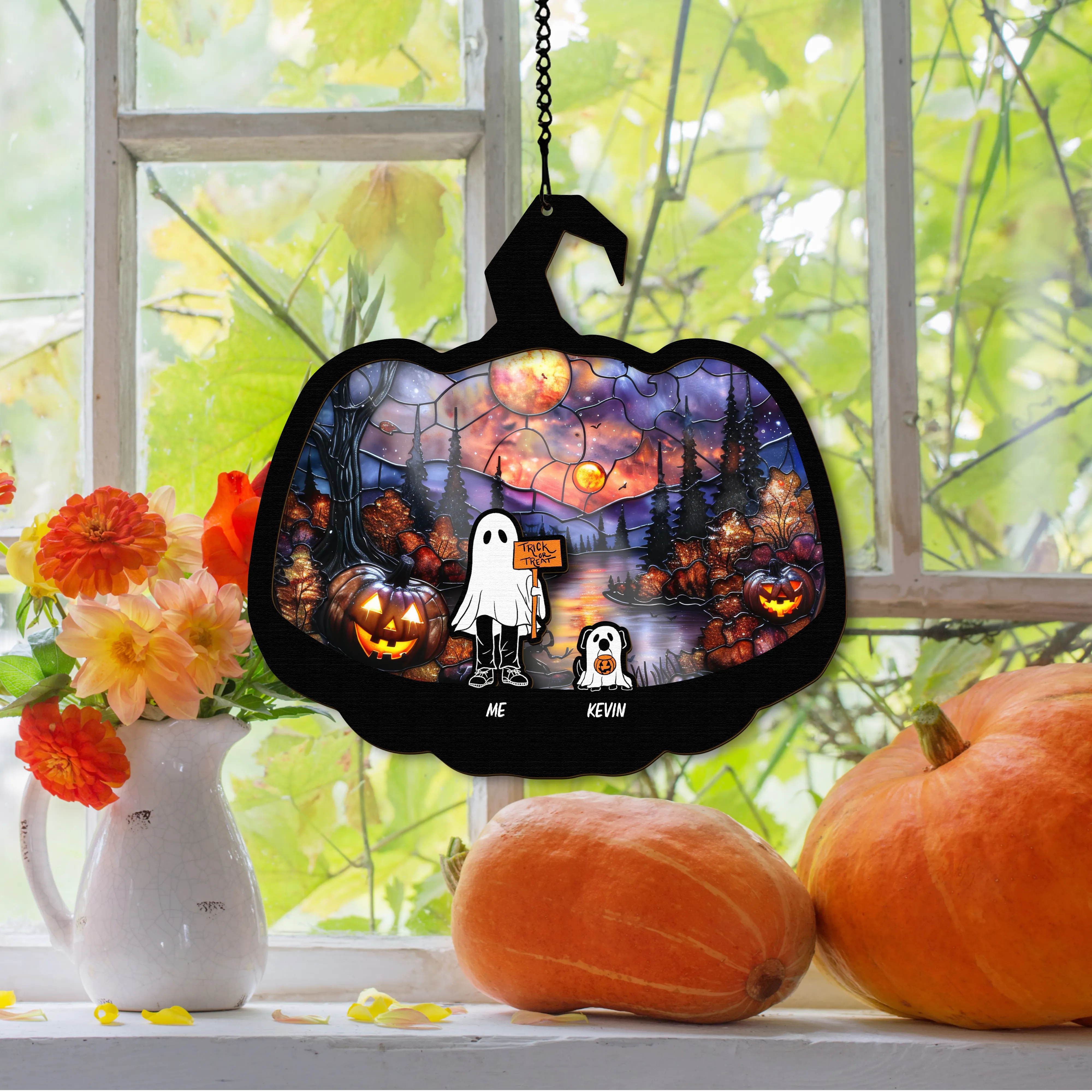 Personalized Halloween Stained Glass Suncatcher SC78
