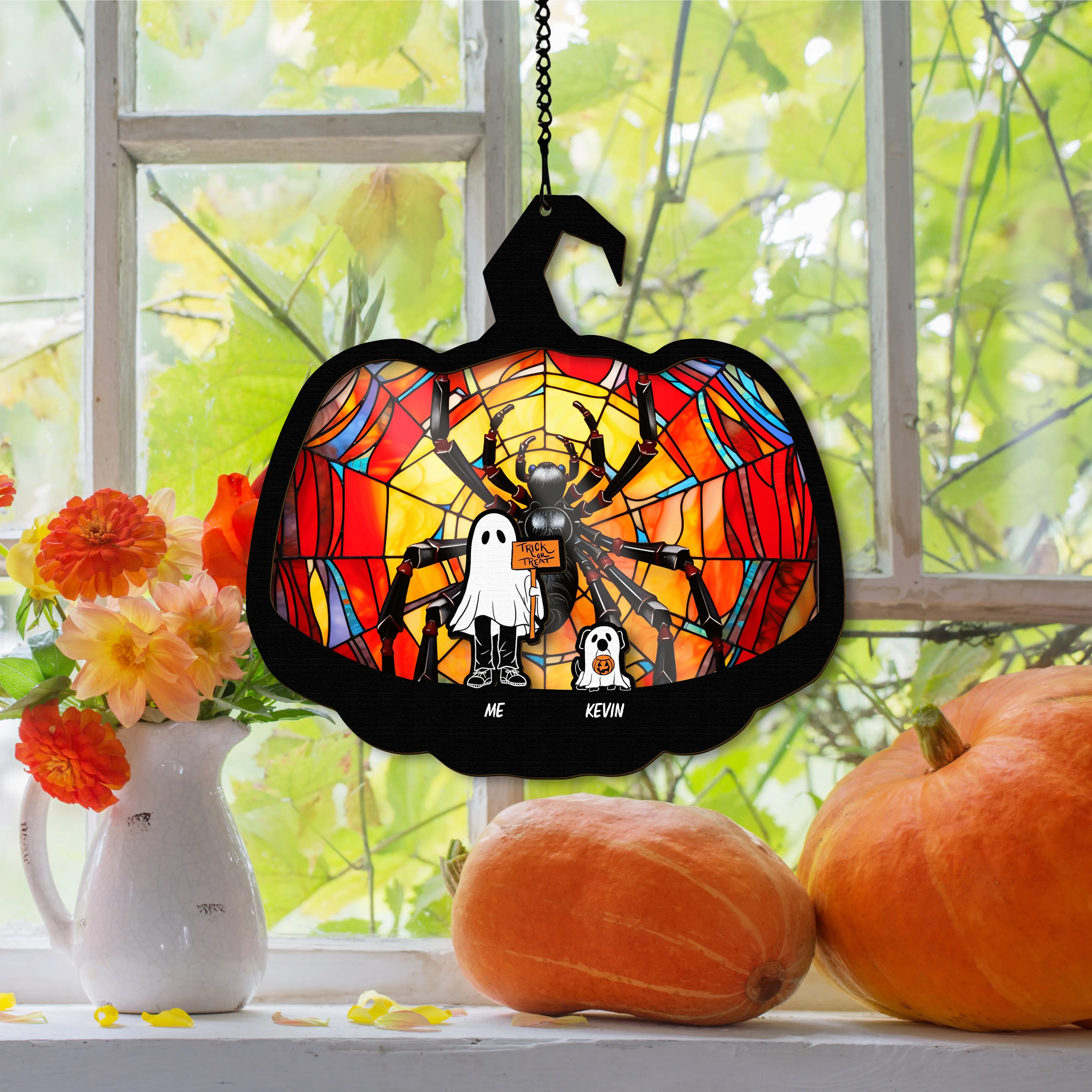 Personalized Halloween Stained Glass Suncatcher SC78