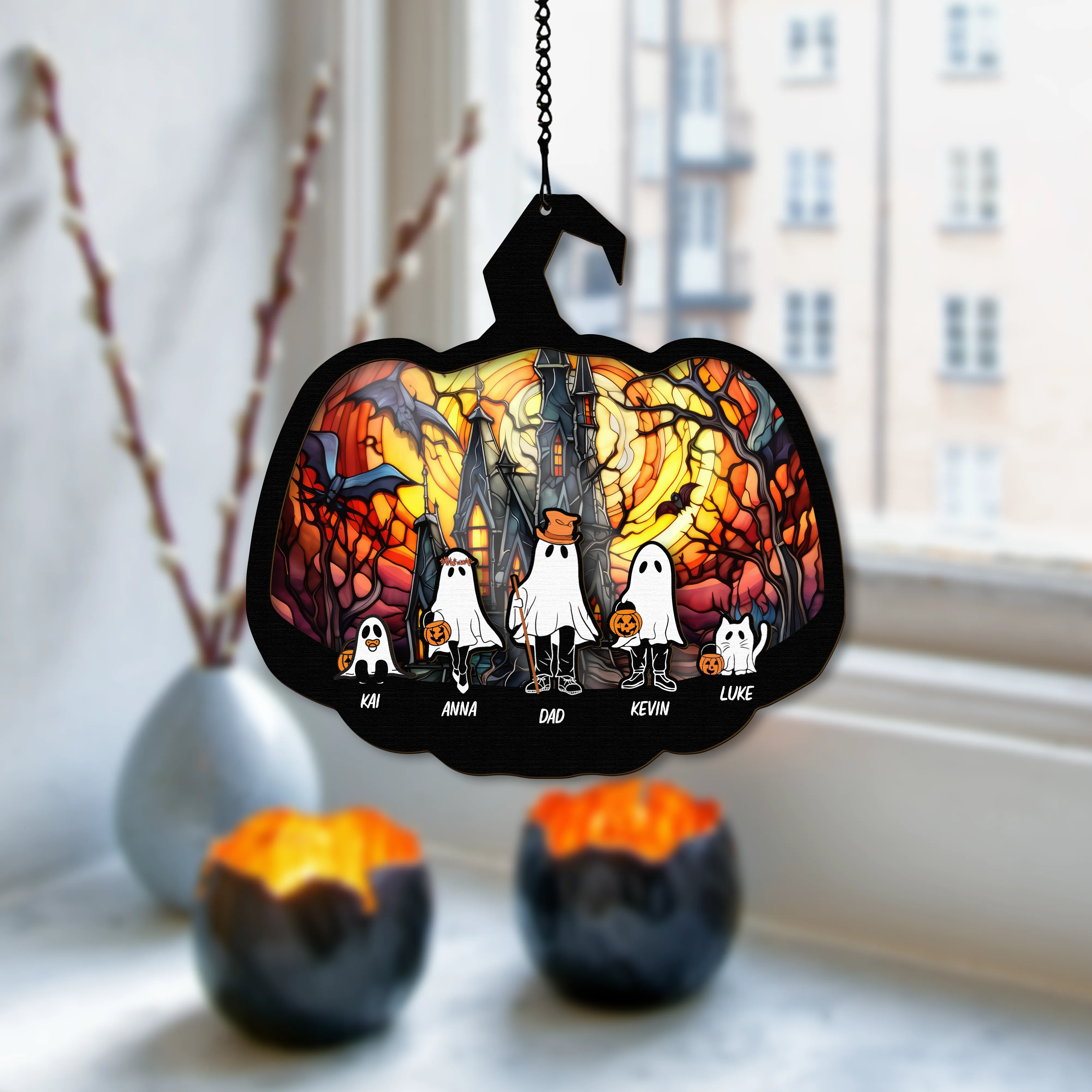Personalized Halloween Stained Glass Suncatcher SC78