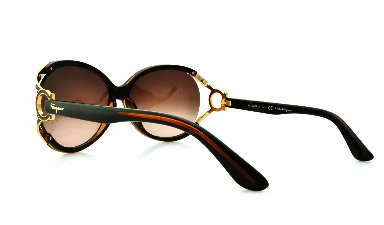 Salvatore Ferragamo Brown Gradient Round Sunglasses