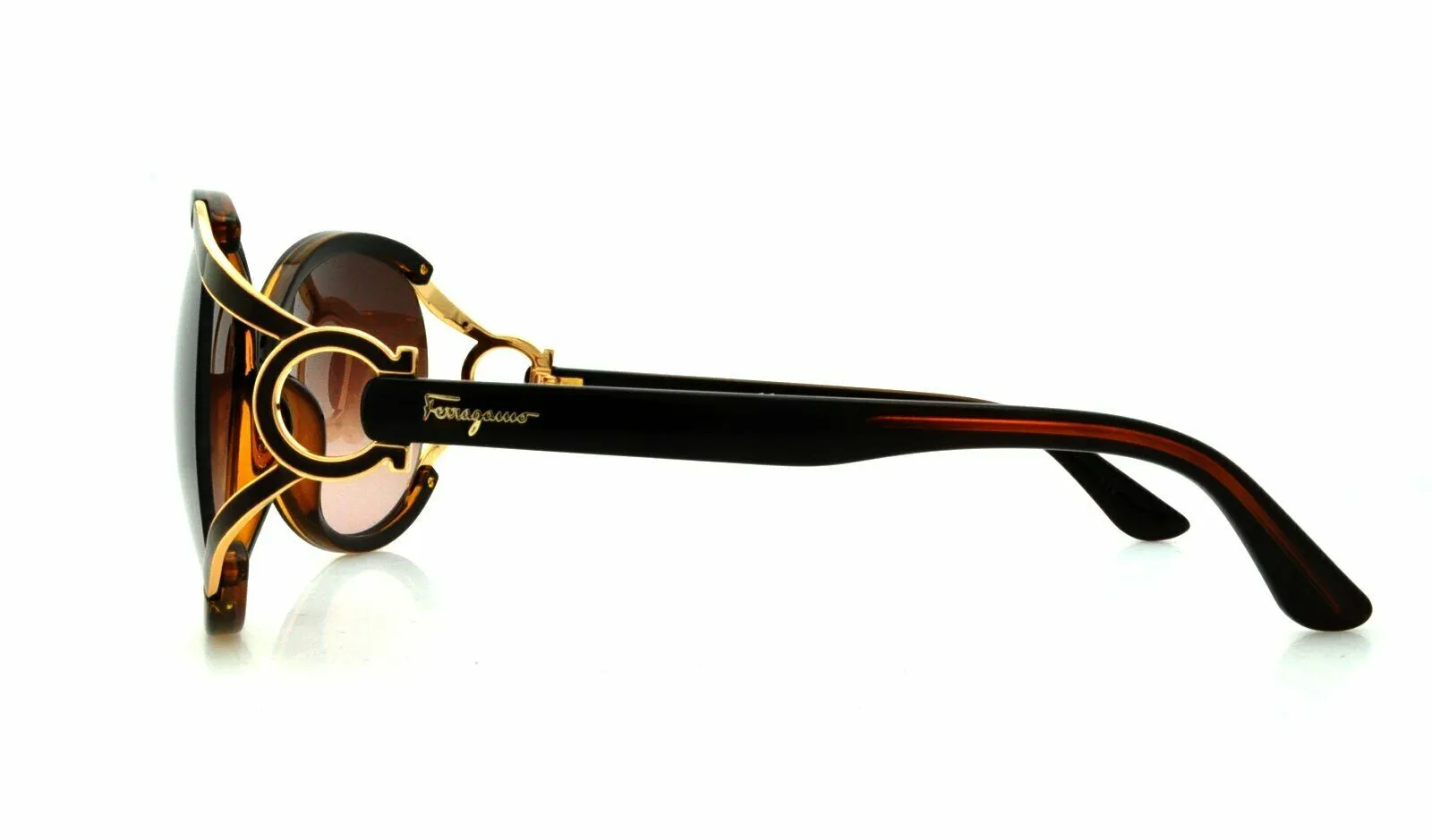 Salvatore Ferragamo Brown Gradient Round Sunglasses