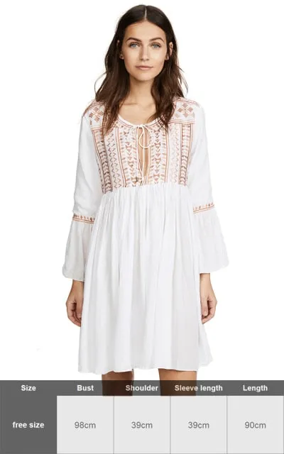 Sexy New Shirt Beach Up White Beach Dress Loose Blouse Tunic Pocket Long Sleeve Swimsuit Cover Up Casual Beachwear