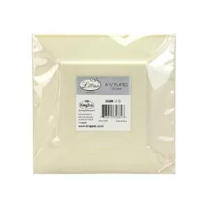 Squares - Cream 6.5" Square Plastic Dinner Plates (Case Qty: 120)