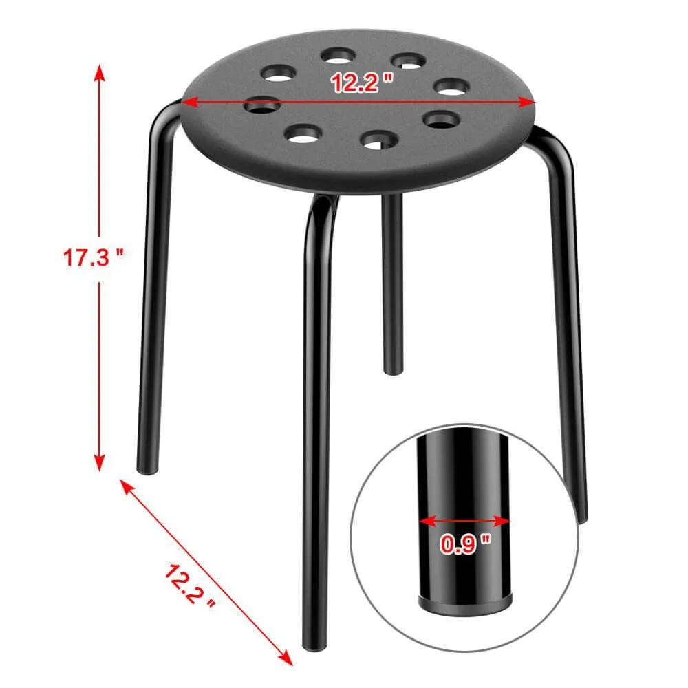 Yaheetech 17.3 Inch Plastic Stack Stools White/Black