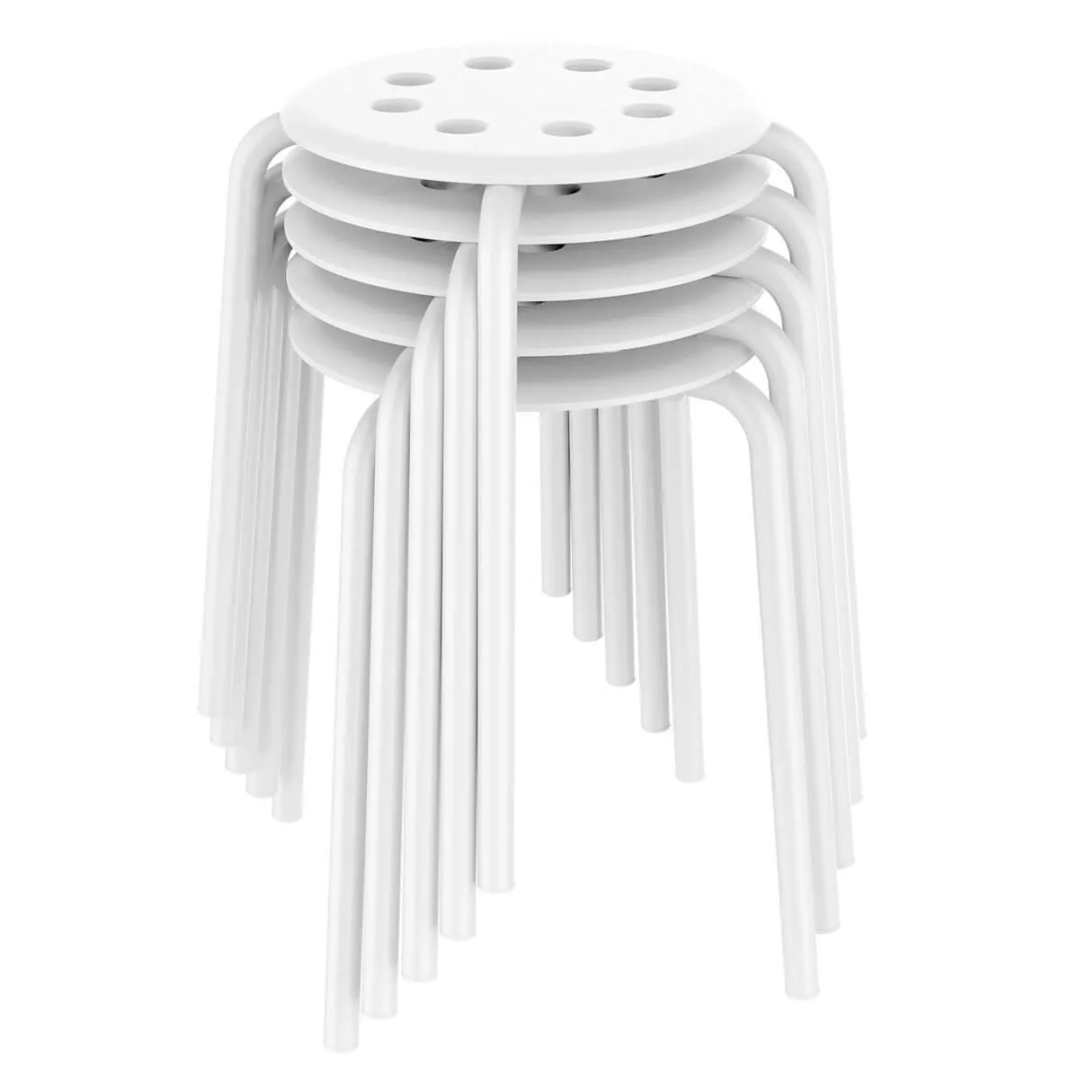 Yaheetech 17.3 Inch Plastic Stack Stools White/Black