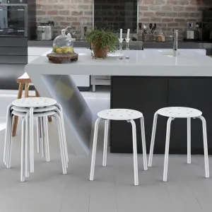 Yaheetech 17.3 Inch Plastic Stack Stools White/Black