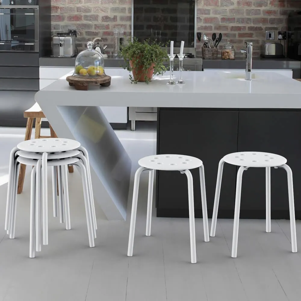 Yaheetech 17.3 Inch Plastic Stack Stools White/Black